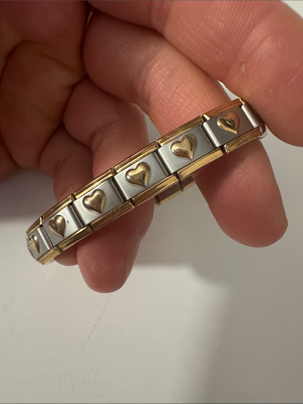 Two-Tone Heart Link Bracelet - Gold & Silver